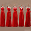 Mismatched Junior Chiffon Red Long A Line Formal Cheap Maxi Bridesmaid Dresses with Bow, WG63