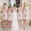 Mismatched Junior Pretty Short Lace Knee-Length Blush Pink Mini Custom Make Discount Bridesmaid Dress, WG115