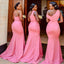 Mismatched Pink Mermaid Cheap Long Bridesmaid Dresses Online,WG1146
