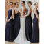 Navy Blue Mermaid Spaghetti Straps Backless Cheap Long Bridesmaid Dresses,WG1129