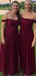 Off Shoulder Dark Red Long Bridesmaid Dresses Online, Cheap Bridesmaids Dresses, WG737