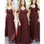 Off Shoulder Dusty Red Long Bridesmaid Dresses Online, Cheap Bridesmaids Dresses, WG744