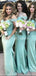 Off Shoulder Green Mermaid Long Bridesmaid Dresses Online, Cheap Bridesmaids Dresses, WG703