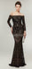 Off Shoulder Long Sleeves Black Sparkly Mermaid Long Evening Prom Dresses, Evening Party Prom Dresses, 12014