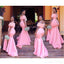 Off Shoulder Side Slit Mermaid Pink Cheap Bridesmaid Dresses Online, WG525