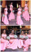 Off Shoulder Side Slit Mermaid Pink Cheap Bridesmaid Dresses Online, WG525