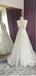 Off White A-line Straps V-neck Handmade Lace Wedding Dresses,WD785