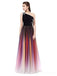 One Shoulder Beaded Chiffon Ombre Long Evening Prom Dresses, Cheap Sweet 16 Dresses, 18399