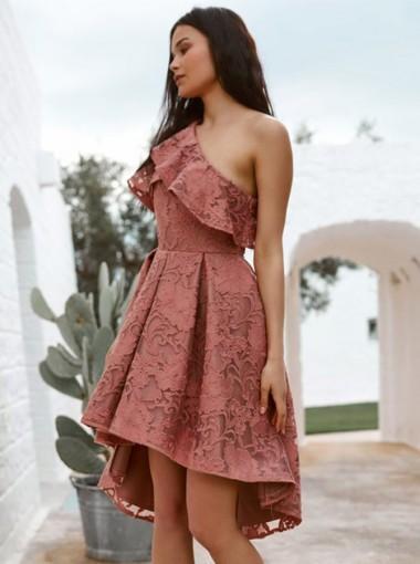 One Shoulder Lace Cheap Short Homecoming Dresses Online, CM621
