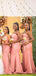 One Shoulder Pink Mermaid Cheap Long Cheap Bridesmaid Dresses Online, WG649