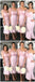 One Shoulder Pink Mermaid Short Cheap Bridesmaid Dresses Online, WG654