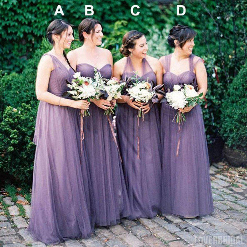 Online Convertiable Mismatched Tulle Long Wedding Party Dresses Cheap Charming Bridesmaid Dresses, WG167