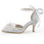 Pearls Women Wedding Shoes With Ribbons Lace Up Party Shoes Pointed Toes, S030