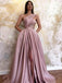 Pink A-line One Shoulder High Slit Long Party Prom Dresses, Dance Dresses,12359