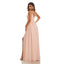 Pink A-line Spaghetti Straps V-neck Side Slit Cheap Long Bridesmaid Dresses,WG1424