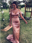 Pink Mermaid Off Shoulder V-neck Cheap Long Prom Dresses Online,12397