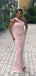 Pink Mermaid One Shoulder Cheap Long Bridesmaid Dresses,WG1306
