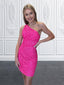 Pink One Shoulder Short Homecoming Dresses,Cheap Short Prom Dresses,CM941