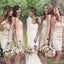 Popular Straight Neckline Lace Short Cheap Wedding Bridesmaid Dresses, WG323