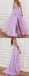 Purple A-line Spaghetti Straps High Slit Cheap Long Prom Dresses,12880
