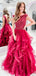 Red A-line Jewel Backless Long Prom Dresses Online,Dance Dresses,12474