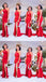 Red Mermaid One Shoulder High Slit Cheap Long Bridesmaid Dresses,WG1431