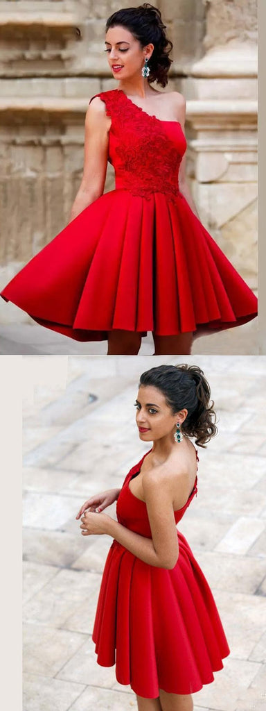 Red One Shoulder Homecoming Dresses,Cheap Short Prom Dresses,CM901