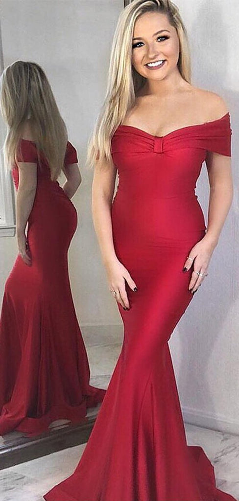 Red Sexy Mermaid Off Shoulder Sweetheart Bridesmaid Dresses Gown Online,WG926