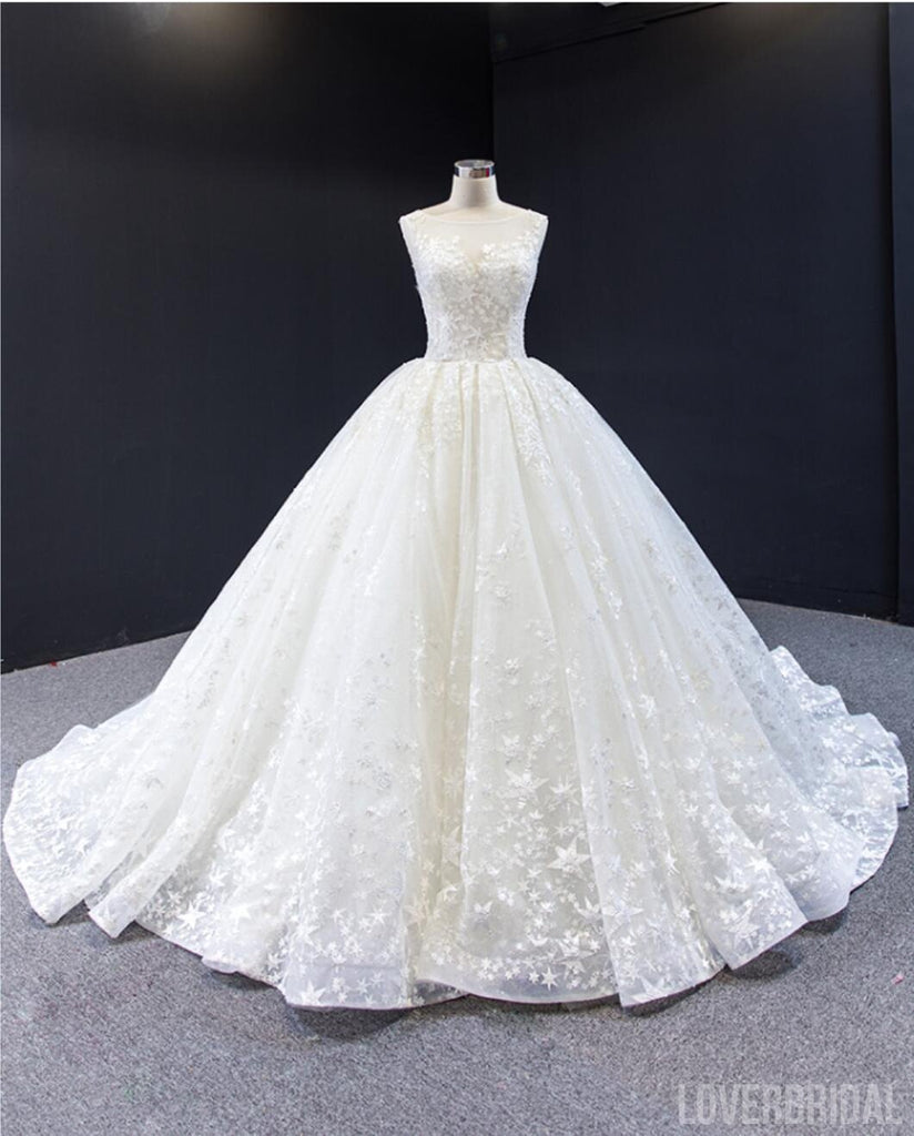 Scoop A-line Cute Lace Wedding Dresses Online, Cheap Bridal Dresses, WD619