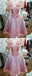 See Through Pink Lace Short Homecoming Dresses Online, CM676