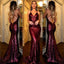 Sexy Backless Dark Red Sequin Mermaid Evening Prom Dresses, Popular Party Prom Dresses, Custom Long Prom Dresses, Cheap Formal Prom Dresses, 17209