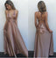 Sexy Backless Evening Prom Dresses, Long Brown Simple  Party Prom Dress, Custom Long Prom Dresses, Cheap Formal Prom Dresses, 17120