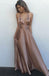 Sexy Backless Evening Prom Dresses, Long Brown Simple  Party Prom Dress, Custom Long Prom Dresses, Cheap Formal Prom Dresses, 17120