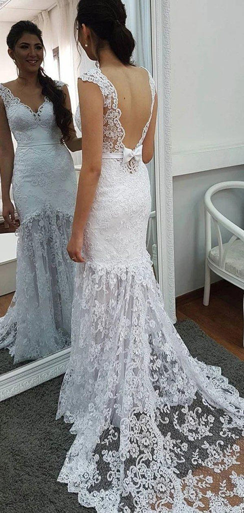 Sexy Backless Lace Mermaid Wedding Dresses Online, Cheap Bridal Dresses, WD623