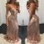 Sexy Backless Rose Gold Sequin Mermaid Evening Prom Dresses, Popular Sparkly Sequin Party Prom Dresses, Custom Long Prom Dresses, Cheap Formal Prom Dresses, 17198