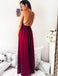 Sexy Backless Sequin Dark Red Cheap Long Evening Prom Dresses, Cheap Sweet 16 Dresses, 18361