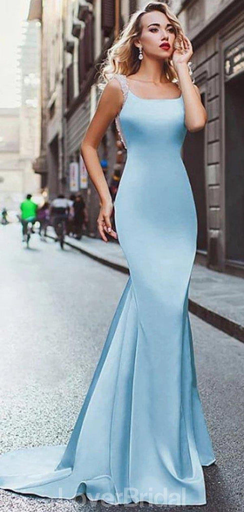 Sexy Blue Mermaid Backless Evening Prom Dresses, Evening Party Prom Dresses, 12198