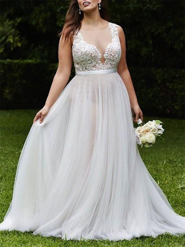 Sexy Champagne See Through A line Wedding Dresses Online, WD407