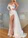 Sexy Ivory Mermaid Long Sleeves High Slit One Shoulder Prom Dresses,12856