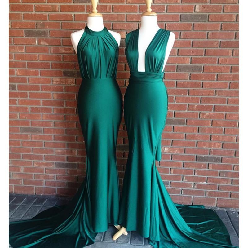 Sexy Mermaid Green Sleeveless Long Bridesmaid Dresses Gown Online,WG959