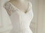 Sexy Open Back Cap Sleeve V Neckline Lace A line Wedding Bridal Dresses, Custom Made Wedding Dresses, Affordable Wedding Bridal Gowns, WD261