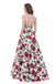 Sexy Two Pieces Simple Halter Printed Flower Long Evening Prom Dresses, Popular Cheap Long Party Prom Dresses, 17254