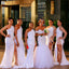 Sexy White Mermaid One Shoulder Cheap Long Bridesmaid Dresses,WG1417
