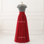 Short Sleeve Sequin Top Red Chiffon Skirt V Neckline Custom Bridesmaid Dresses, Cheap Unique Chiffon Long Bridesmaid Gown, BD120