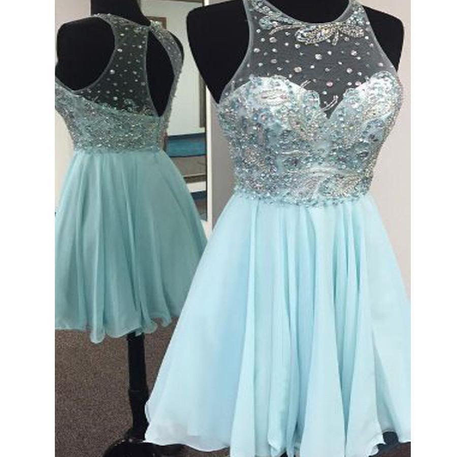 Short Tiffany Blue sparkly cute freshman cocktail homecoming prom dress,BD00173