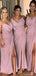 Side Slit Spaghetti Straps Dusty Pink Cheap Bridesmaid Dresses Online,WG759