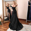 Simple Black Mermaid High Slit Off Shoulder Long Party Prom Dresses,12355