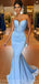Simple Blue Mermaid Sweetheart Long Evening Prom Dresses, Cheap Custom Sweet 16 Dresses, 18473