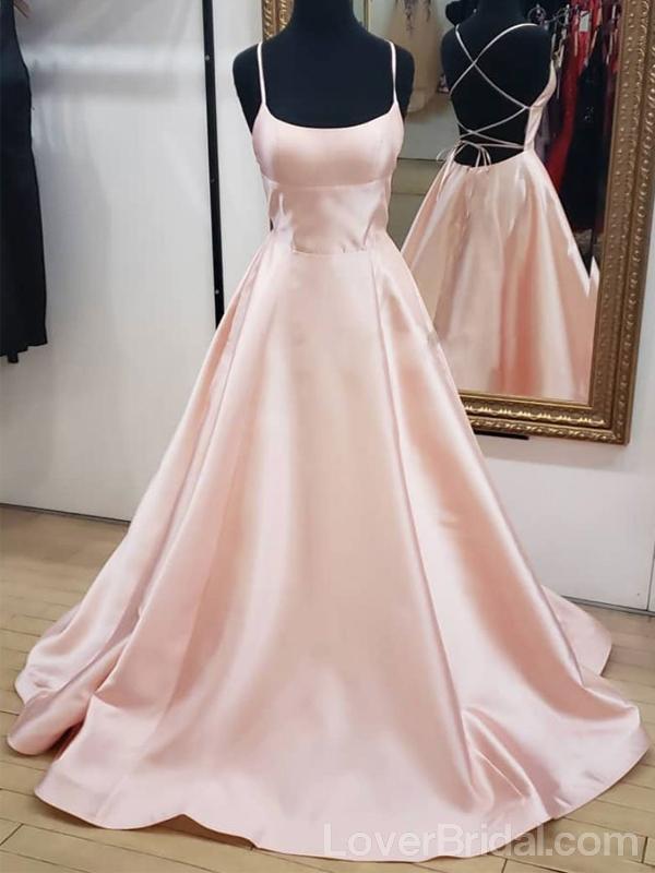 Simple Blush Pink Cheap Long Evening Prom Dresses, Cheap Custom Party Prom Dresses, 18603