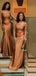 Simple Burnt Orange Spaghetti Straps Long Mermaid Bridesmaid Dresses Gown Online,WG902